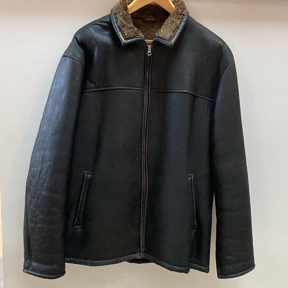 Real Shearling Vintage Aviator Jacket XL - Picture 15 of 15